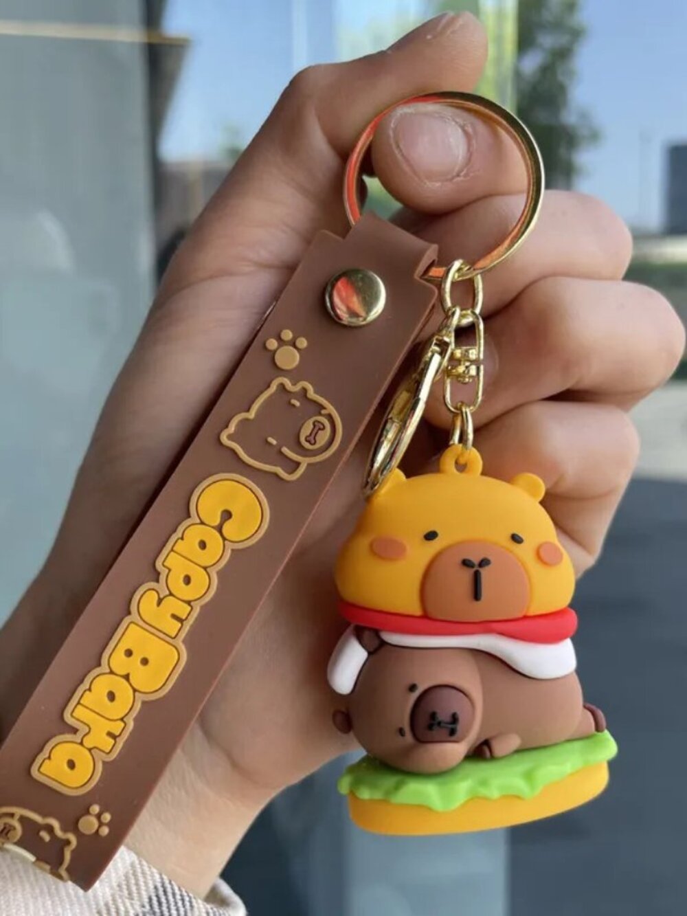 3/$18 NWT Cute Kawaii Capybara Silicone Keychain Wristlet Bag Charm Keyring
